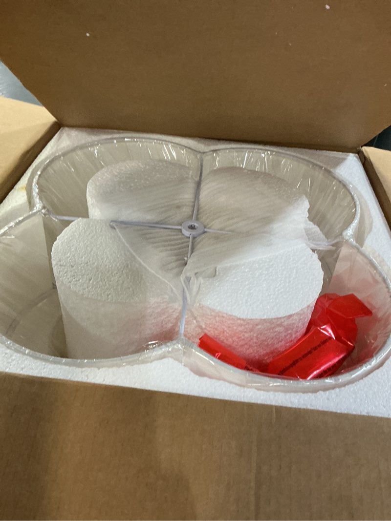 Condition photo showing New/Like New for Gold Semi Flush Mount Ceiling Light, 5-Light 18" Ceiling Light Fixtures with Double Fabric Drum Shade in Quatrefoil Shape, Light Fixtures Ceiling Mount for Nursery Bedroom, AD-22007-5SF-GD Gold, Fabric Shade 18", Double Shade