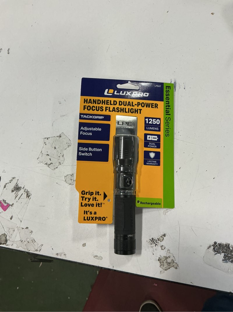 Condition photo showing New/Like New for LUXPRO LP1305 High-Output, Long-Range Handheld Flashlight - 2000 Lumens - Battery-Powered LED Flashlight for Power Outages, Camping & More - Batteries Included