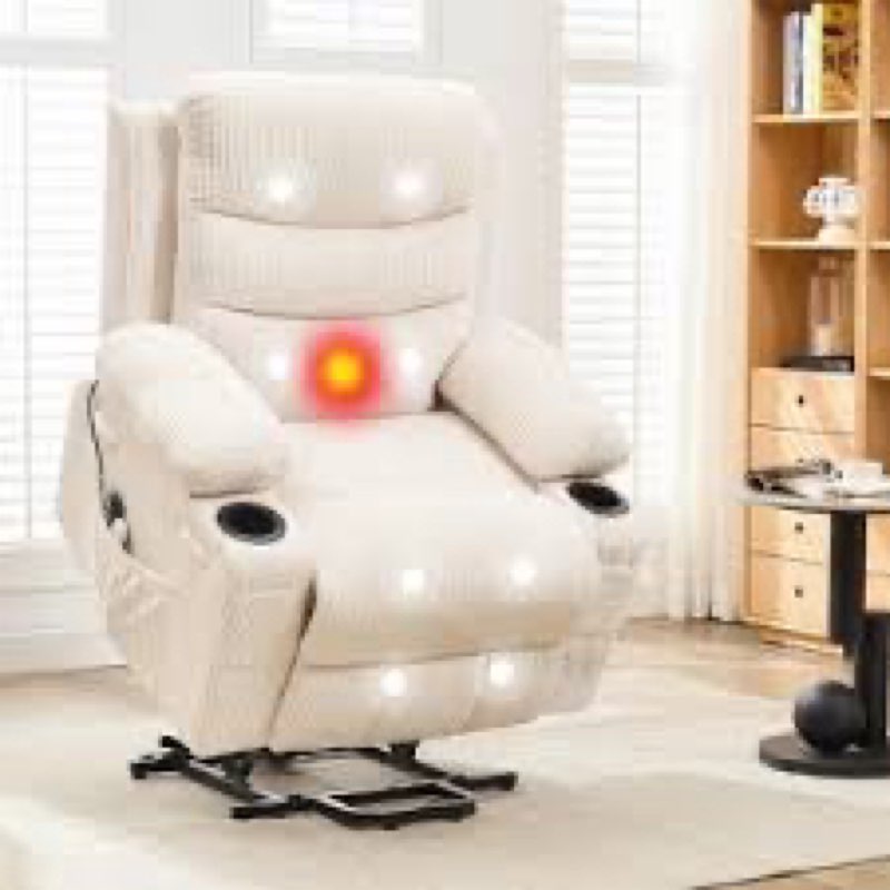 ((Incomplete ))Power Lift Recliners, Recliner Chair With Heat And Massage For Elderly ,Electric Lift Recliner With Side Pockets And 2 Cup Holders