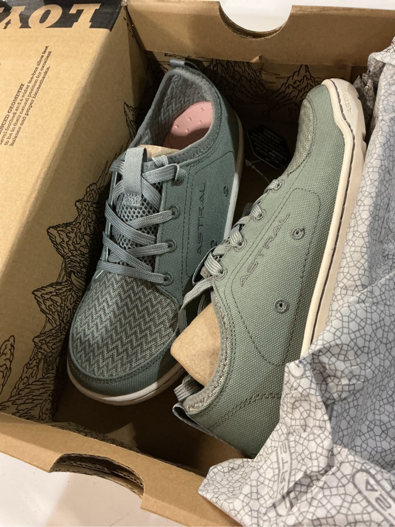 Condition photo showing New/Like New for astral women's loyak shoes - barefoot, quick-drying, minimalist sneaker for casual wear, water sports, travel, & hiking gray/white (size :6 )