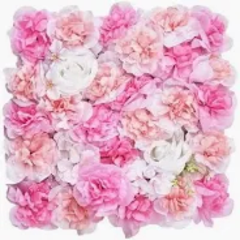 Artificial 3D Flower Wall Panel for Backdrop 24x16 inches 12 Pcs Light Pink Faux Roses Artificial Fl