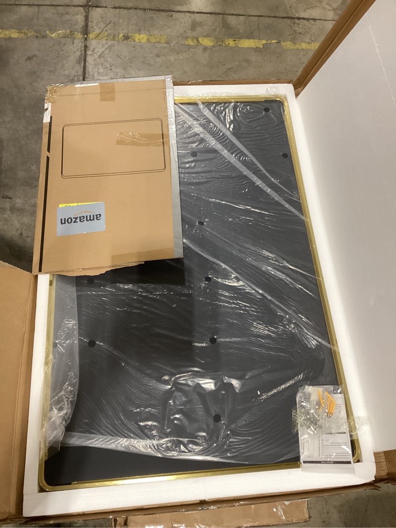 Condition photo showing New/Like New for TokeShimi 55 x 36 Inch Brushed Gold Bathroom Mirror for Wall Vanity Mirror with Non-Rusting Aluminum Alloy Metal Frame for Modern Minimalist Farmhouse Home Decor (Horizontal/Vertical) 36"L x 55"W Rectangle Brushed Gold