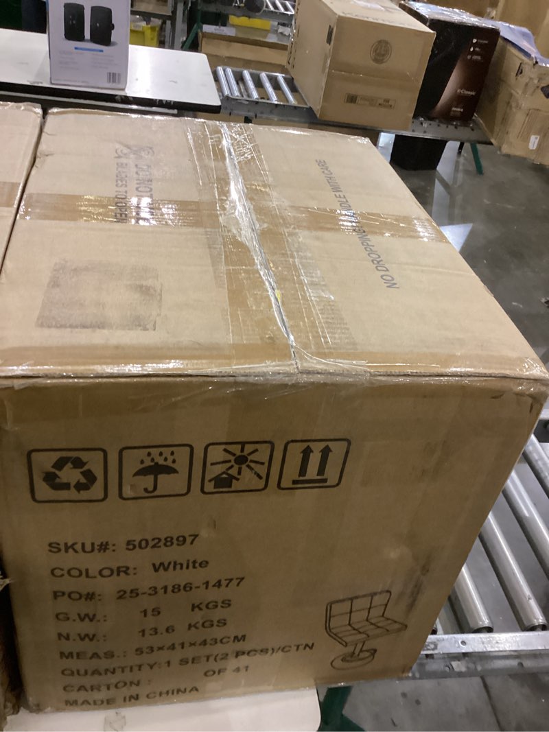 Condition photo showing New/Like New for Leopard Bar Stools, Modern PU Leather Adjustable Swivel Bar Stool with Back, Set of 2 (White)