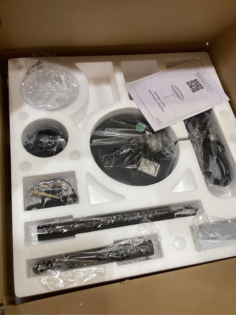 Condition photo showing Good Condition for lediary 20" outdoor ceiling fan with lights,ip65 waterproof gazebo hanging fan with remote control smart app, plug in caged ceiling fan with 3cct 6-speeds for patio porch pergola(black) black 20inch