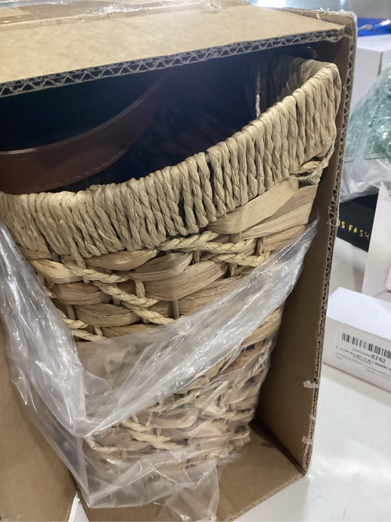 Condition photo showing Good Condition for handwoven front door basket water hyacinth wall hanging basket decorative boho mounted organizer for dried flower plants storage basket for garden, home, and farmhouse décor mix