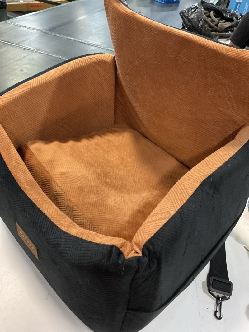 Condition photo showing As Is for joejoy dog car seats for small medium dogs under 35lbs, dog booster seat with detachable washable cover and cushion, memory foam pet car seat with safety belt and storage pockets (brown) brown small/medium