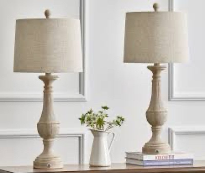 Polina 27.5" Dimmable Touch Table Lamp Retro Country Lamp Suitable for Bedroom with USB
