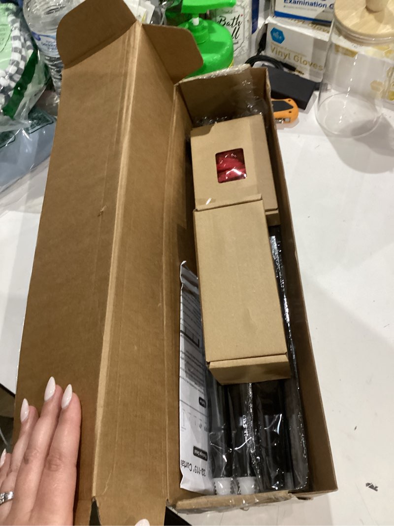 Condition photo showing Good Condition for KAMANINA Curtain Rods for Windows 66 to 120 Inch, 3/4 Inch Black Curtain Rod 32 to 115 Inches (2.6-9.6ft) Splicing Adjustable Single Drapery Rod with Twisted Cage Finial Black 66-120"