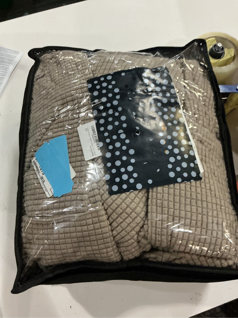 Condition photo showing New/Like New for taococo recliner loveseat slipcover, 6 pieces dual recliner sofa covers for 2 seat dual reclining loveseat couch, stretch soft jacquard pattern furniture protector with elasticity (2xl, pale brown) pale brown 2 seat-x large