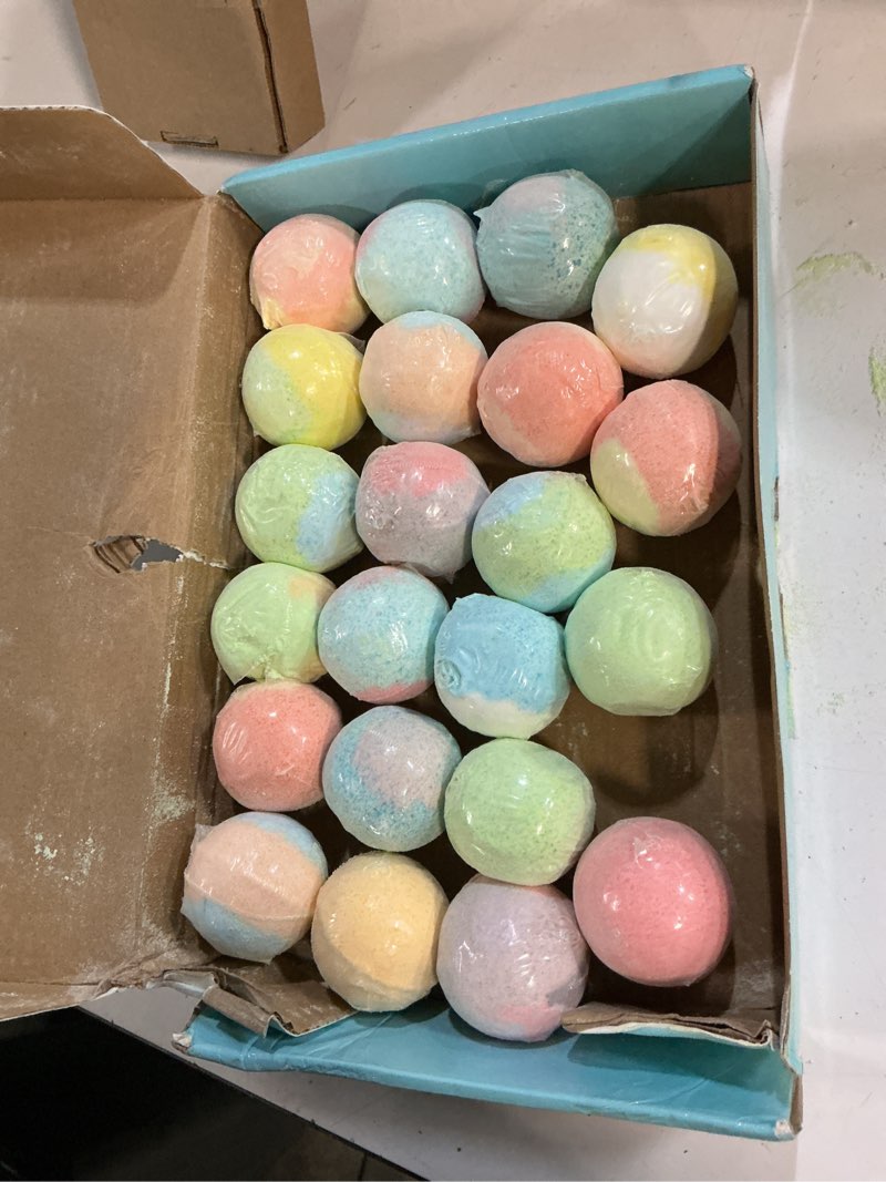 Condition photo showing Good Condition for 24 pack puppy bath bombs for kids - each with surprise dog figurine inside, 15 scents, bath bombs with toys, skin-friendly, birthday party favors & stocking stuffers for boys & girls