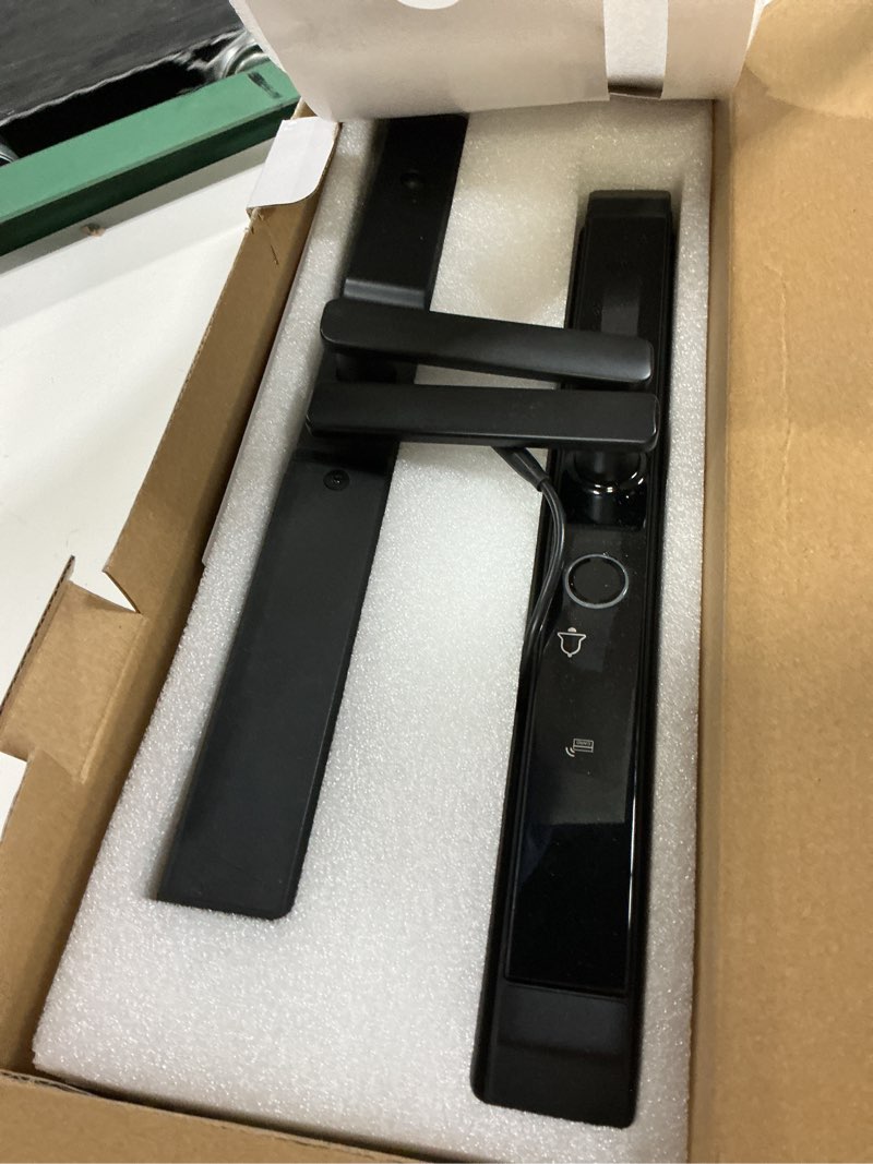Condition photo showing Good Condition for sliding door smart lock, sliding glass door lock with fingerprint, jnzch smart mortise lock with app control, ic card, keys, anti-peep touchscreen, perfect for patio black