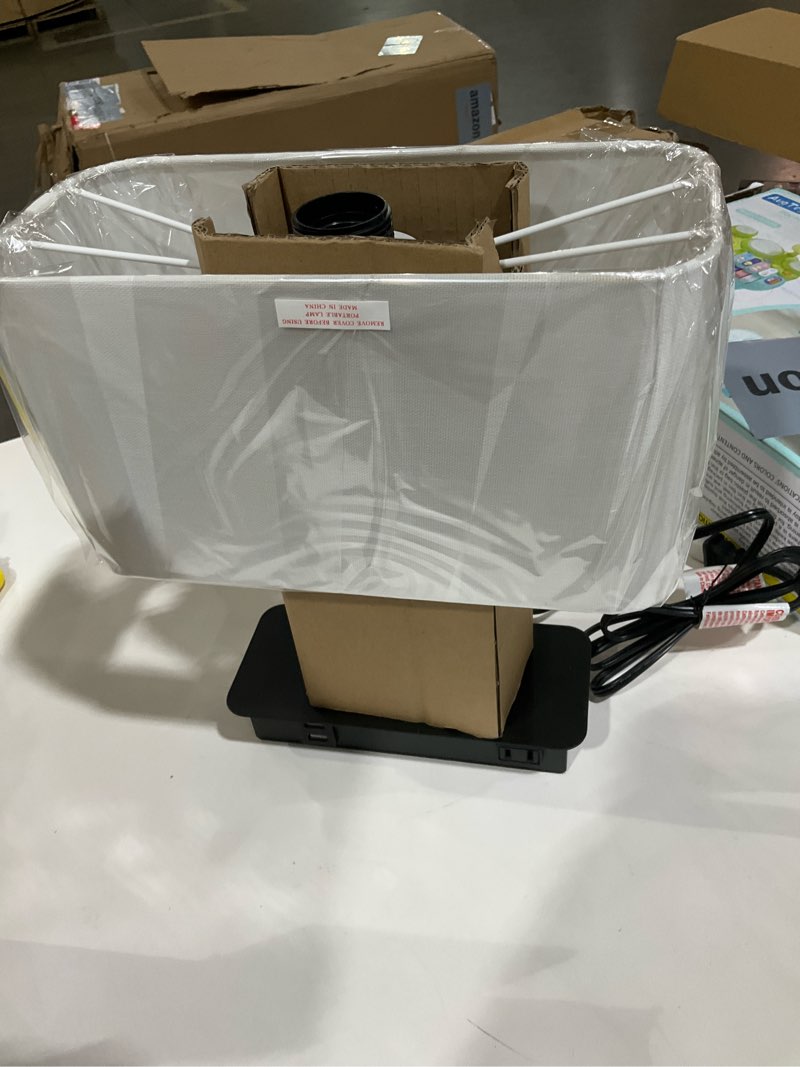 Condition photo showing Good Condition for Bedside Touch Control Table Lamp with Dual USB Charging Ports 1 AC Outlet, 3 Way Dimmable Modern Nightstand Lamp with White Fabric Shade, Desk Lamp for Bedroom Living Room Office with 5000K LED Bulb