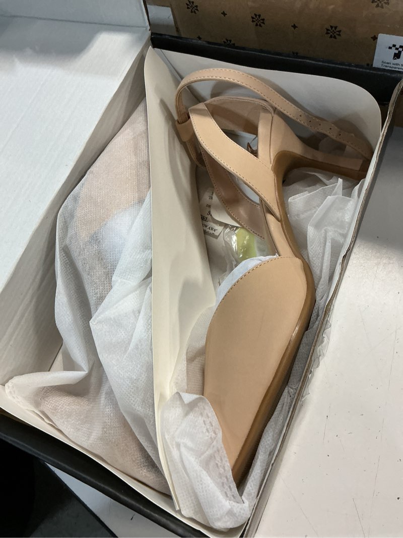 Condition photo showing Good Condition for mysoft women's pumps shoes pointed toe kitten low heels stiletto ankle strap closed toe wedding party dress sandals 9.5 nude nubuck