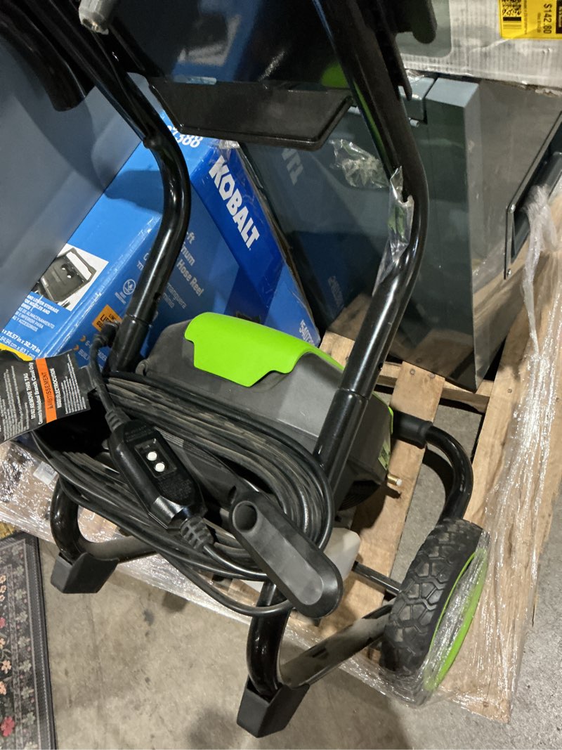 Condition photo showing As Is for greenworks 3000-psi 2.0-gpm cold water electric pressure washer with 5 spray tips