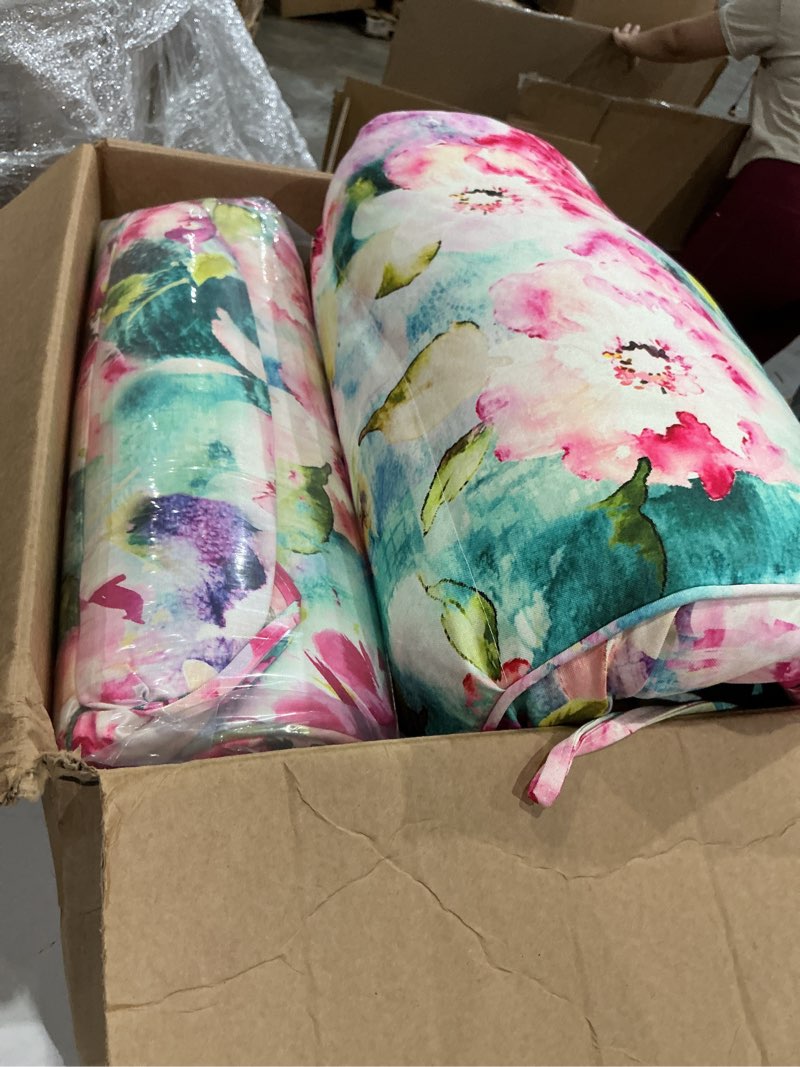 Condition photo showing Good Condition for set of 4 outdoor dining chair cushions, comfort patio seating cushions, 44 x21x4.5 inch, single welt and zipper (watercolor flowers) watercolor flowers 4