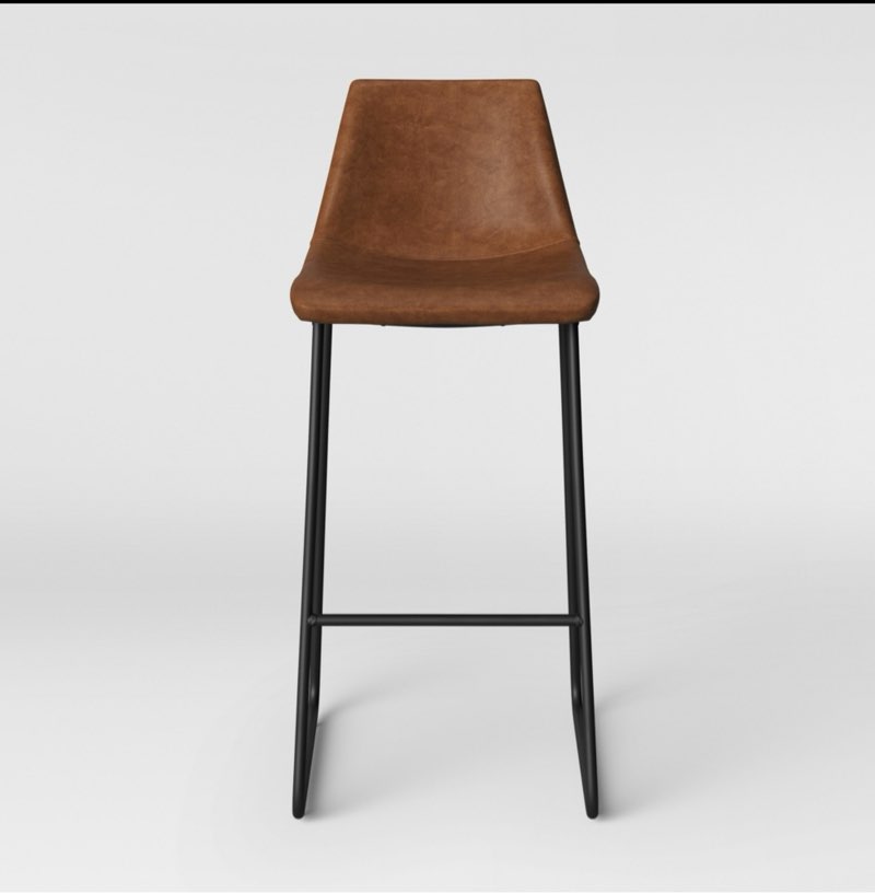 Bowden Faux Leather And Metal Barstool with Black Legs Caramel Brown - Threshold™: 30-Inch Seat Height