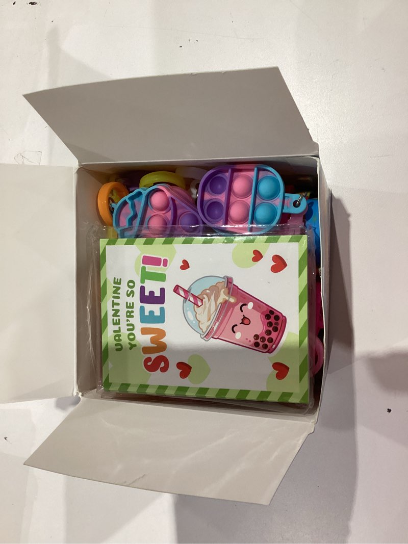 Condition photo showing New/Like New for Jumlys Valentines Day Cards for Kids School, 36 Pack Dessert Pop Fidget Keychains Bulk, Valentine Day Party Favors for Boys Girls, Ideal Exchange Cards for Classroom