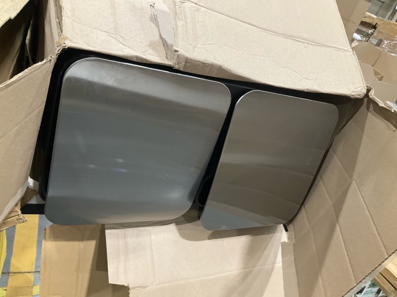 Condition photo showing Good Condition for garveehome 2 x 10.6 gal stainless steel double trash can with lid for kitchen, large dual trash and recycle bin combo, step-on kitchen metal garbage cans, pp inner buckets, liner rim, silver silver 2 x 10.6 gallon