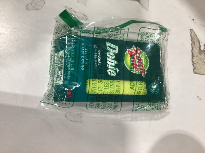 Condition photo showing Good Condition for scotch-brite dobie pad, sponge for all purpose cleaning of kitchen, bathroom, and household, non scratch cleaning pads safe for non-stick cookware, 1 dobie pad yellow 1 pack