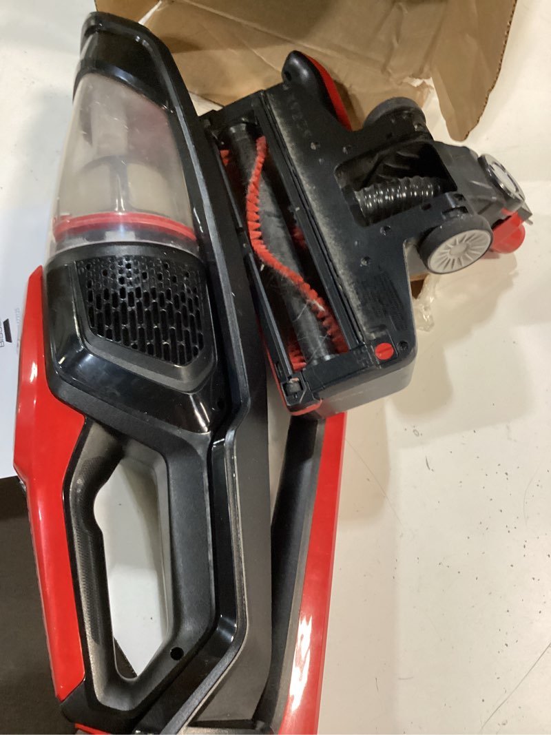 Condition photo showing As Is for bissell featherweight cordless xrt 14.4v stick vacuum, 3079 black/red