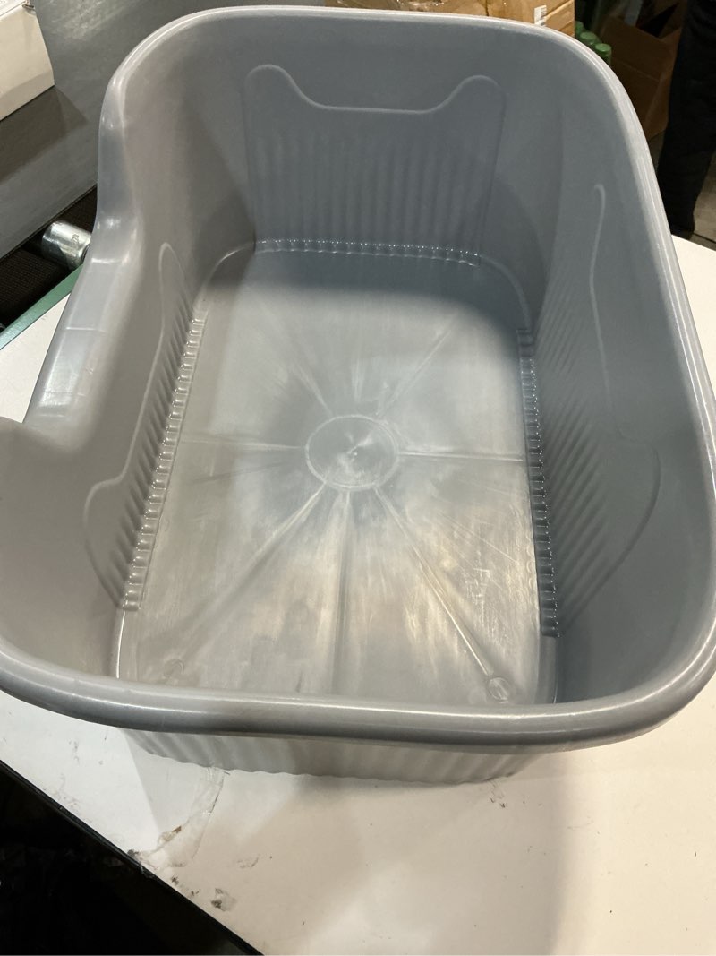 Condition photo showing Good Condition for SpaceTime Extra Large Litter Box with High Sides,23.6\" Lx16.5 Wx8.6 H XL Multi Cat Litter Pan for Kitty,Cat Boxes for Indoor Cats,Jumbo Litter Boxes for Big Cats,Anti-Splashing,Easy to Clean (Gray)