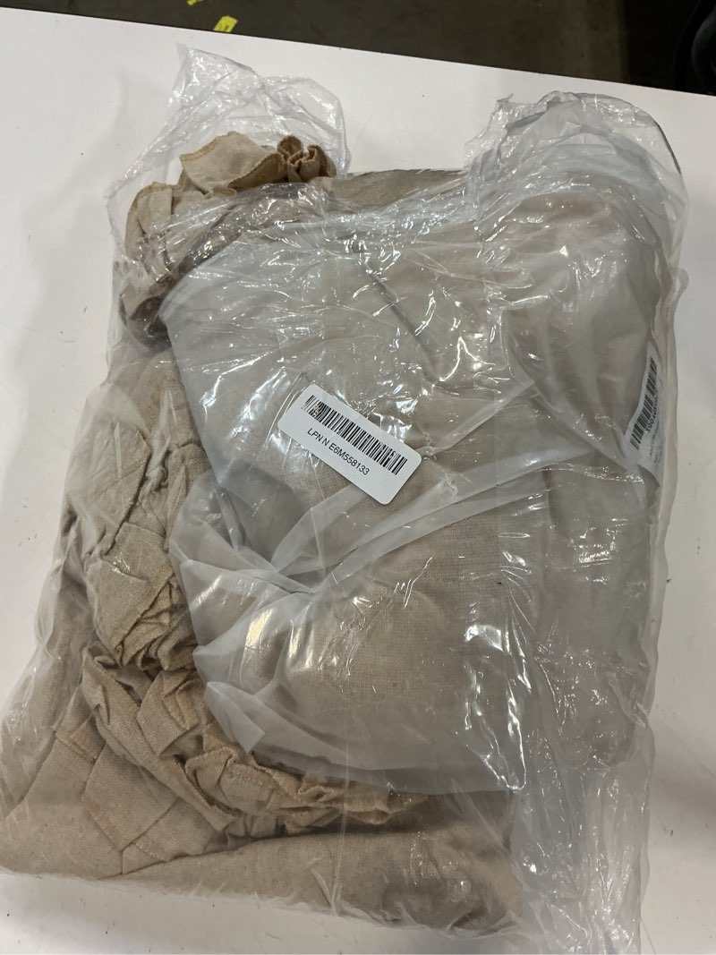 Condition photo showing Good Condition for likiyol linen curtains for living room 63 inch length farmhouse window curtains for bedroom with ruffle light filtering curtain rustic country drapes rod pocket window treatments, linen, 2 panels