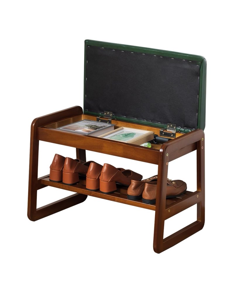ABAMFUR Shoe Rack Bench, Solid Wood Entryway Bench with Flip-Open Storage Box for Entry, Hallway (Gr