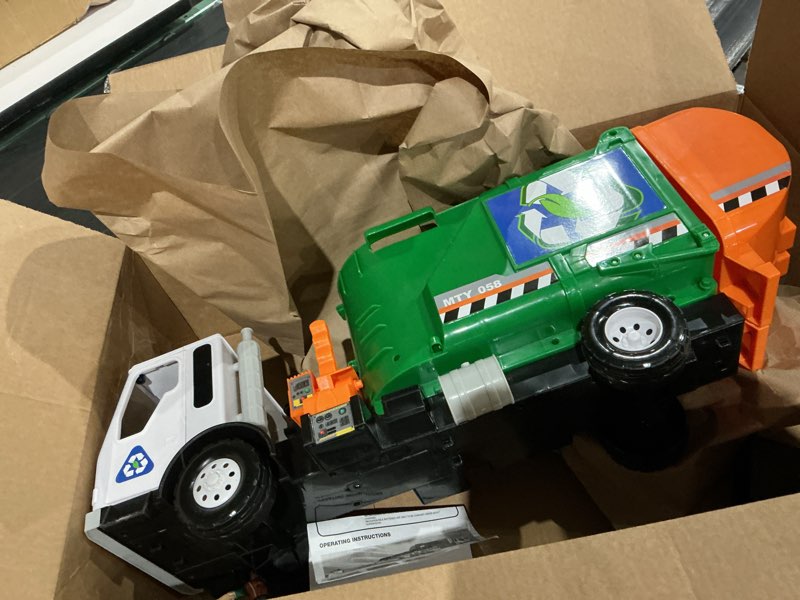 Condition photo showing As Is for mighty fleet titans 25" huge toy semi w/flatbed & rescue helicopter, realistic sounds & lights, batteries included