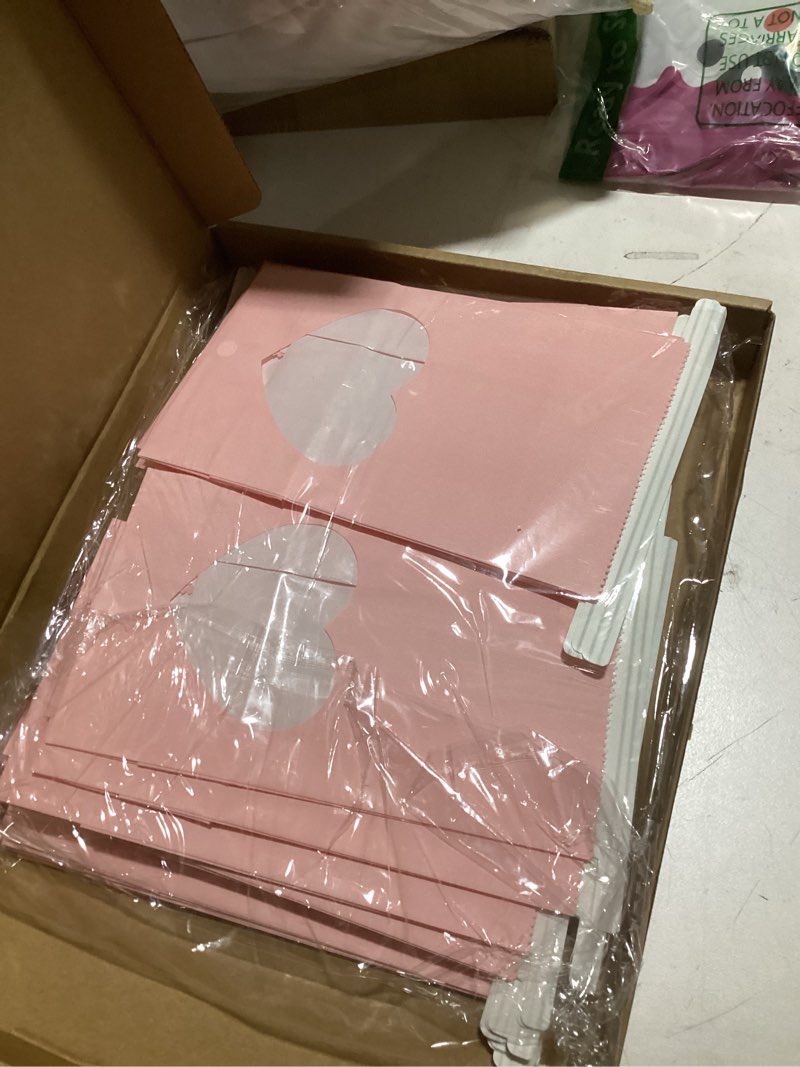 Condition photo showing Good Condition for fullhawl 60 pcs small bakery cookie bags with heart window 4 x 2.36 x 6.7 inch pink kraft paper bags bulk with tin tie for candy coffee bean goodie wedding anniversary party favors