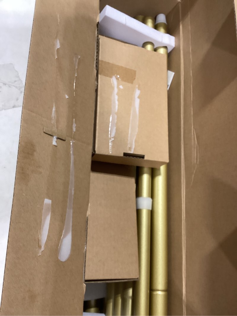 Condition photo showing As Is for Curtain Rods 2 Pack, HOTOZON Curtain Rods for Windows 66 to 120 Inch, New Splicing Window Rods for Windows, Single Drapery Rod with Netted Finials, Antique Gold Antique Gold 66-120"(2 Pack)