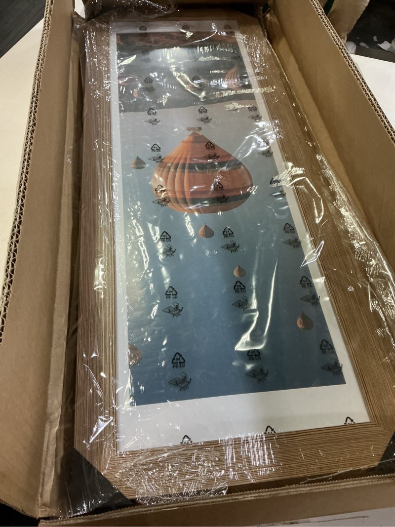 Condition photo showing New/Like New for 9x27 Picture Frame with 8x24 Mat, Display Photo 8x24 with Mat or 9 x 27 Without Mat, Wall Hanging Large 9 by 27 Poster Frame with Plexiglass, Rustic Brown Rustic Brown 9x27 inch