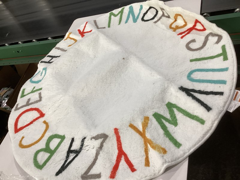 Condition photo showing Good Condition for Topotdor Rainbow Round Kids Play Rug Alphabet Nursery Area Rug Extra Large Soft Crawling Play Mat for Children Toddlers Bedroom (40 inch, Multi Color)
