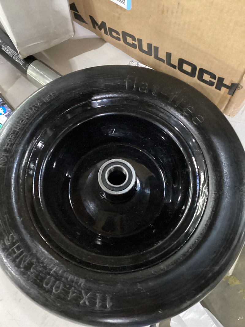 Condition photo showing Good Condition for ronpow 11x4.00-5 lawn mower tires flat free and wheel, 11x4-5 solid front tires for zero turn mower, 350lbs load, 3/4", 5/8" and 1/2" bearings, 3.4"-5.8" hub for residential commercial, 2pack black