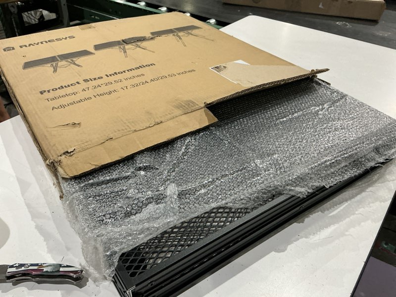 Condition photo showing Good Condition for foldable grill table with mesh desktop, 200lbs 4ft portable folding table, height adjustable metal table for ourdoor, camping, picnic, bbq and beach, rv, 47.24" l x 23.62" w