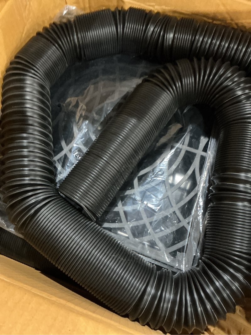 Condition photo showing As Is for prestantious low profile catch basin drain kit downspout extender, 12"×12" catch basin gutter downspout extensions with 2" id flexible pipe, pipe stretched length 16.4ft, rainwater drainage system catch basin+ 16.4ft pipe