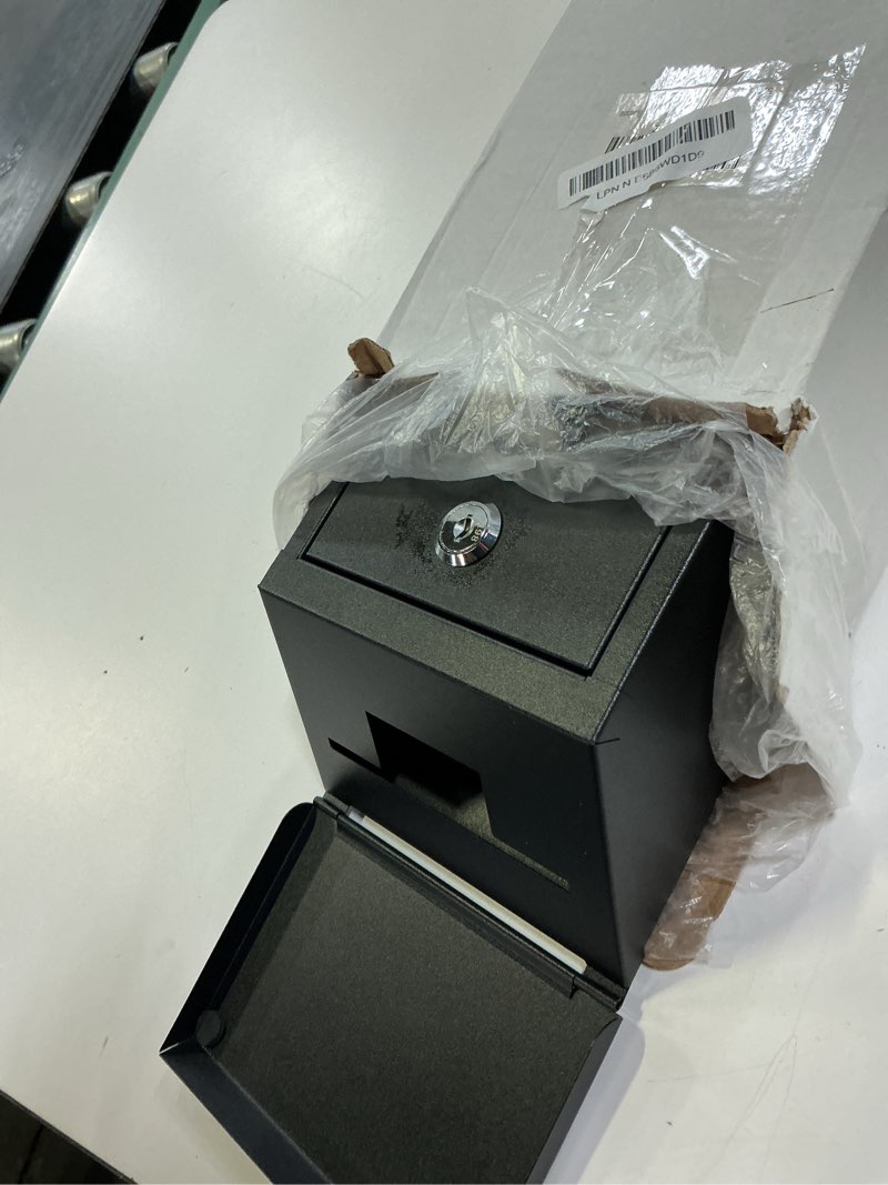 Condition photo showing Good Condition for secure wall-mounted mailbox for outside, rust-proof steel postbox with 3 sets numbers, locking donation/suggestion box with keys, collection box with drop slot for home, office, business key lock