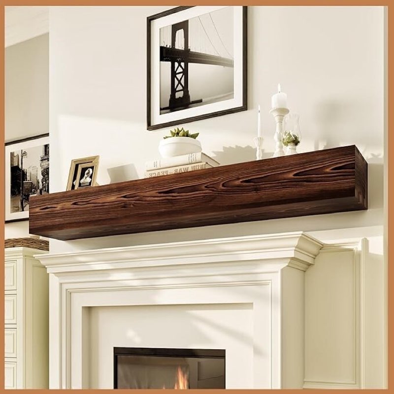 Avana Fireplace Mantel - Wall-Mounted Mantles for Over Fireplace - Farmhouse Fireplace Mantle Shelves - Handcrafted Wood Fireplace Mantels - Floating Mantel 72 Inches X 8 X 5 - Rustic Brown 72 X 8 X 5 Rustic Brown