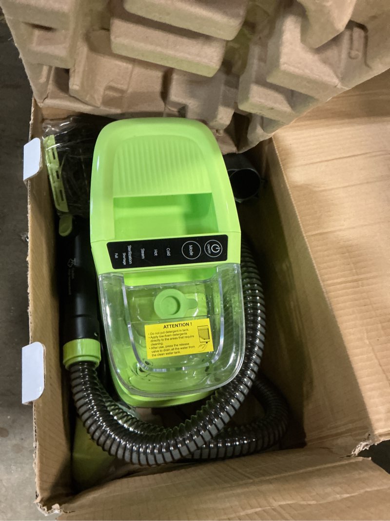 Condition photo showing As Is for aaobosi portable carpet cleaner machine, 17kpa upholstery steam cleaner with smart voice prompting, self-cleaning, 4 tools for pets, car, couch and stairs- c688, green