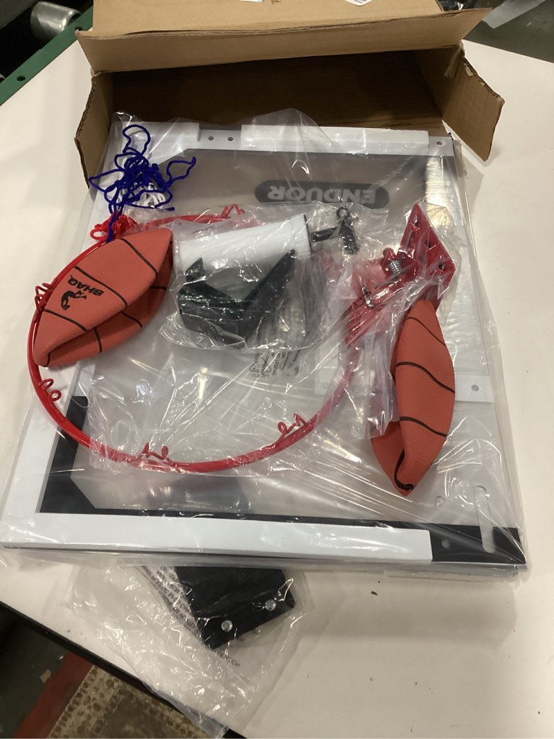 Condition photo showing New/Like New for Basketball Hoop Indoor for Kids & Adults, 26 x 17in Wall Mount or Over The Door Basketball Hoop, Complete Set with 2 Basket Balls & Pump, Easy to Install for Room, Office, or Classroom