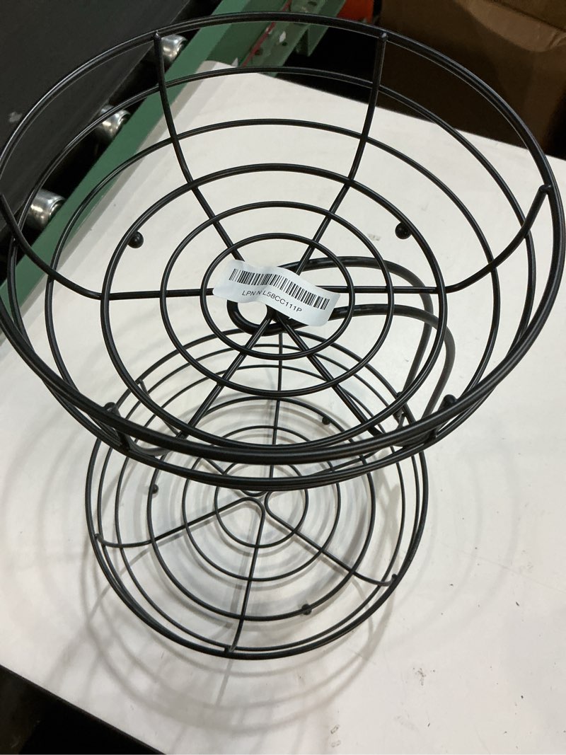 Condition photo showing As Is for Auledio Iron 2-Tier Countertop Fruit Vegetables Basket Bowl Storage With Banana Hanger, Black, 64 ounces