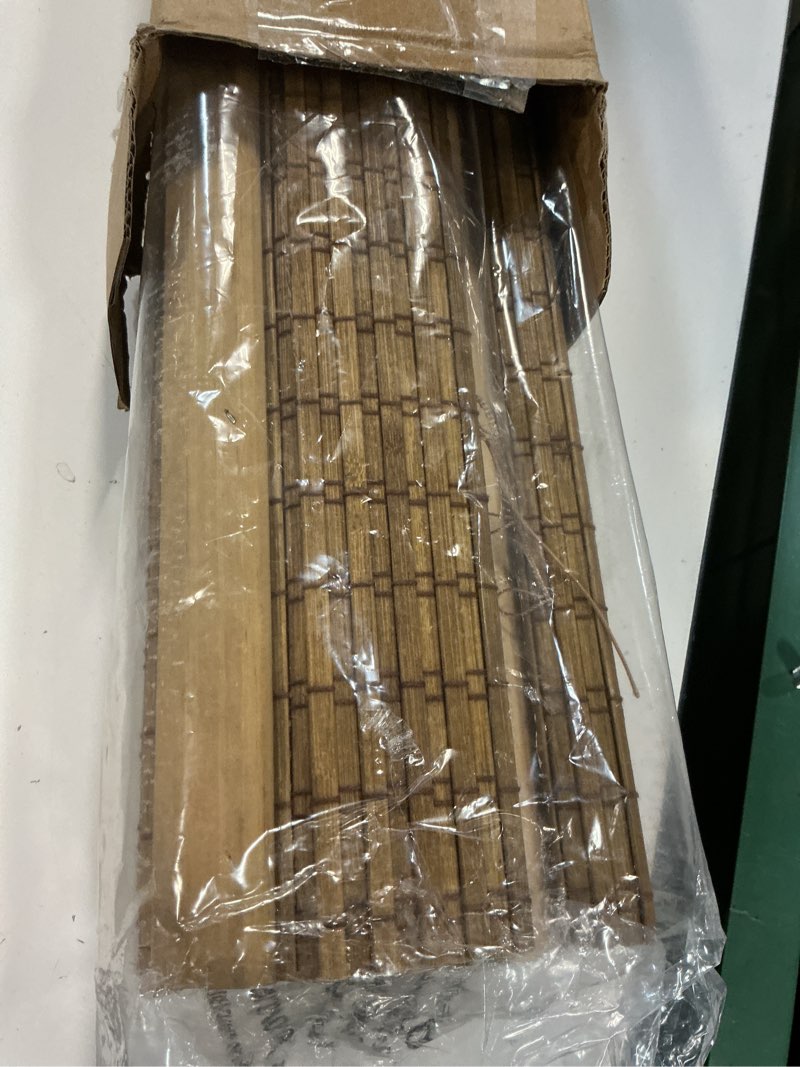 Condition photo showing Good Condition for lazblinds no tools no drill cordless bamboo roman shades, light filtering window treatment, roll up bamboo blinds for windows 24'' w x 64'' h, eastfield teak light filtering-eastfield teak 24" w × 64" h