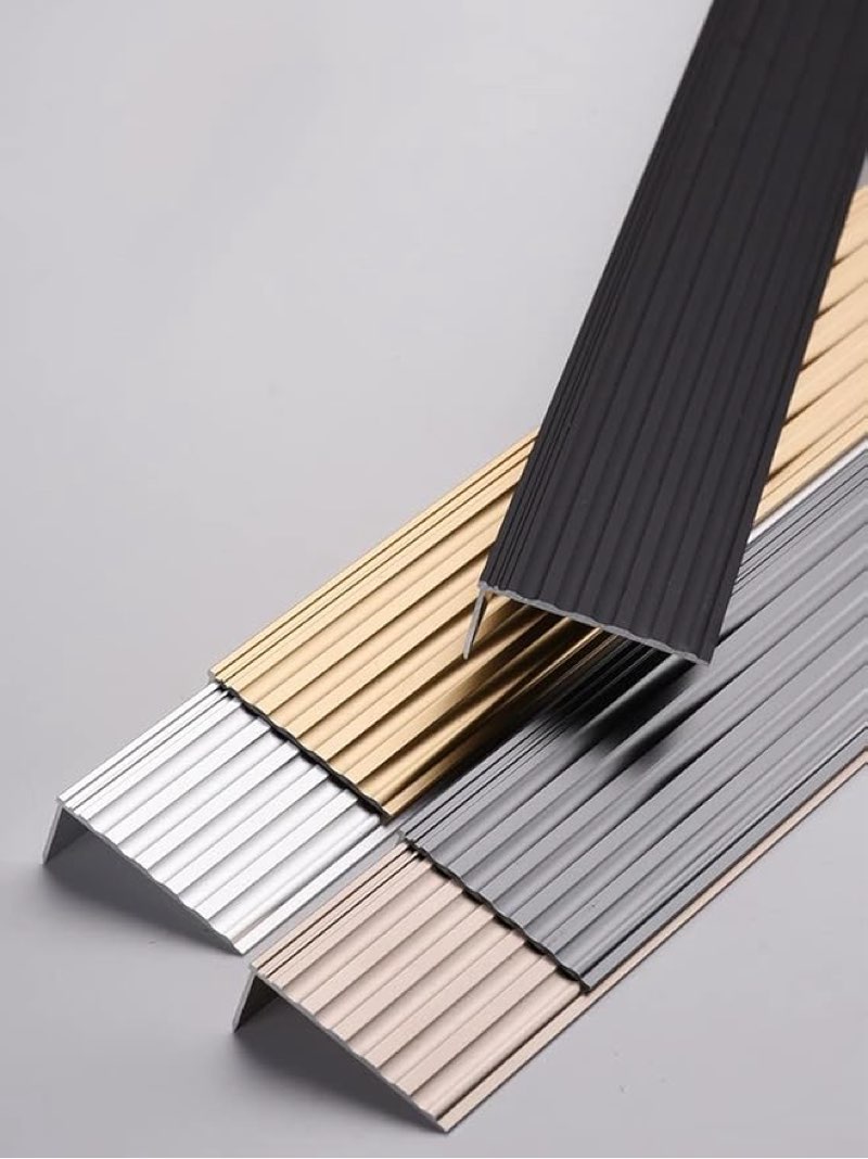 Non Slip Stair Nosing, Window Sill Nosing Plate, Staircase Ledge Guard, 10 Pieces Stair Edge Protector for Wood Stairs or Walking Surface, 1.5\"X 2\" Aluminum Tread, 48inch Long, Black 