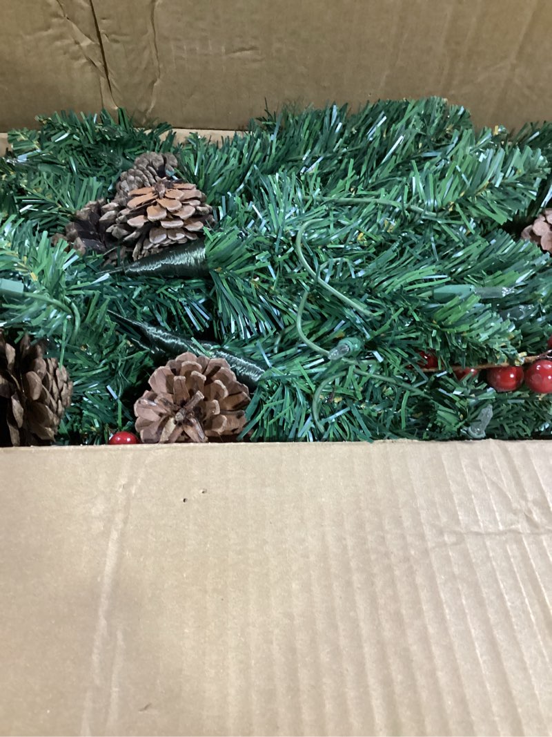 Condition photo showing Good Condition for 4FT Prelit Christmas Tree, Artificial Tabletop Xmas Tree, Small Christmas Tree Pre-Decorated with Pinecones and Berries (150 Clear Warm Lights and Realistic 380 Thicken Tips, Cloth Bag Base)