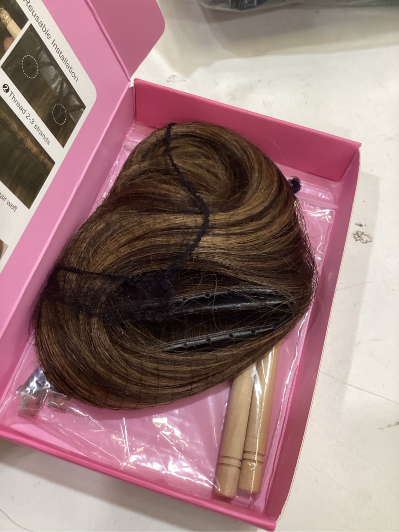 Condition photo showing Good Condition for paneway ovo butterfly weft hair extensions real human hair layer invisible extensions no glue genius weft with micro beads for short/thin hair (#p2/8/t2,20 inch) 20 inch p2/8/t2#