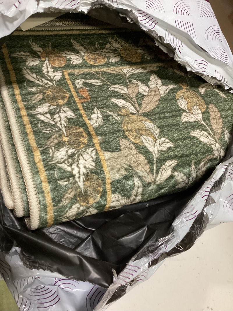 Condition photo showing Good Condition for jinchan eden floral washable runner rug 2x6 vintage hallway rug non-slip lightweight soft thin kitchen low pile distressed red green carpet for bathroom laundry room bedroom entryway