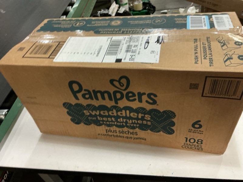 Condition photo showing New/Like New for Pampers Swaddlers Diapers, Size 6 (23-44 lbs), 108 Count, Absorbent, Keeps Baby Dry and Comfortable, Skin Safe Disposable Baby Diaper (Packaging May Vary) Size 6 108