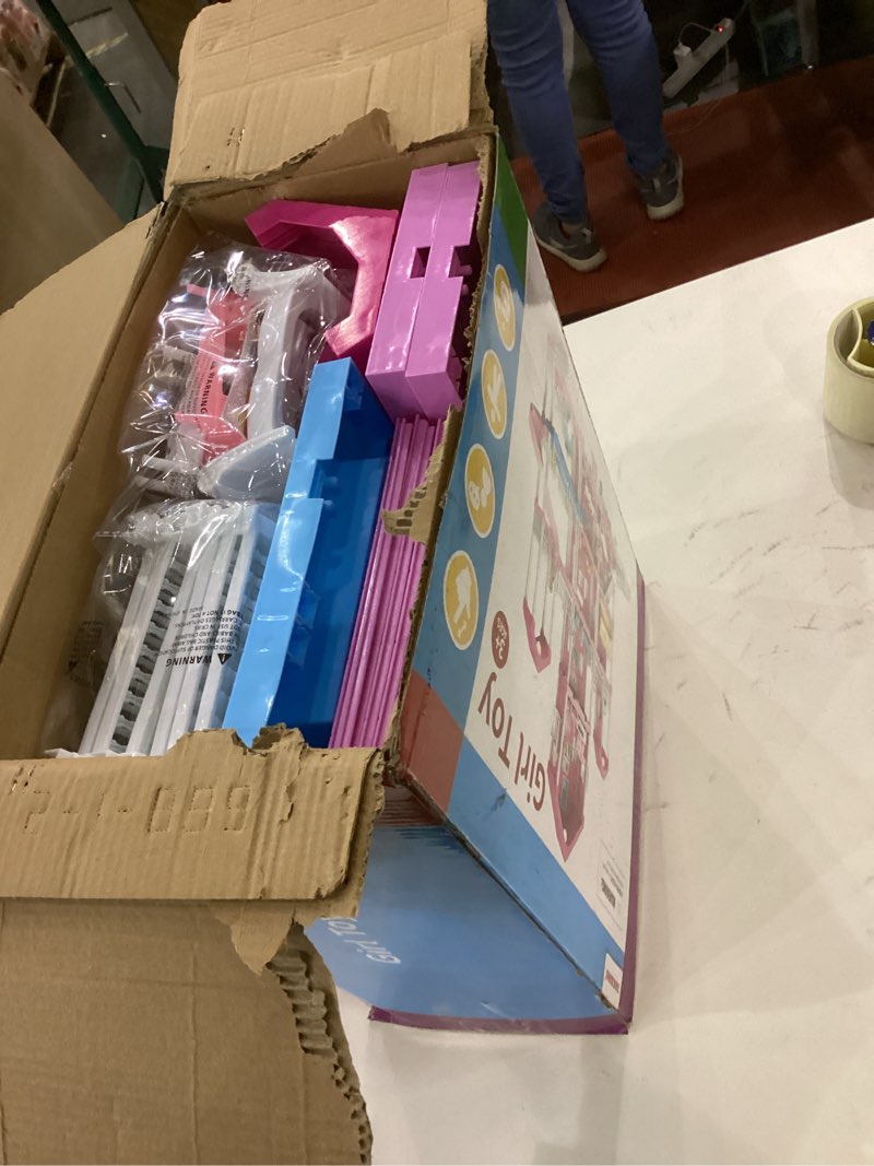 Condition photo showing New/Like New for Pink Villa Playset for Girls Ages 3-7, 4-Story 10-Room House with 2 Dolls, Furniture & Accessories, Pretend Play Toddler Toy, Birthday Gifts for Kids 3-8