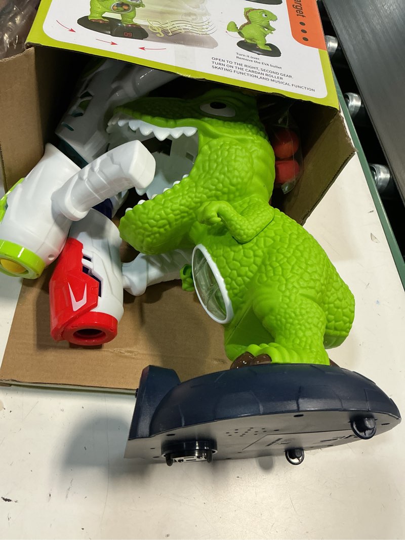 Condition photo showing As Is for moveable dinosaur shooting game toy, kppit shooting target for kids with 2 air toy guns,lcd score record,electronic target,dinosaur shooting toy for boys kids 5 6 7 8+ year old christmas birthday gift