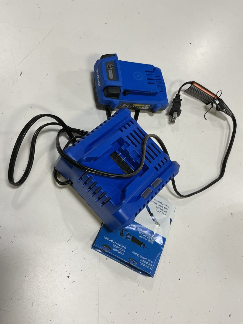 Condition photo showing As Is for kobalt 24 -volt 1 -pack lithium-ion ( 2 ah battery and charger )