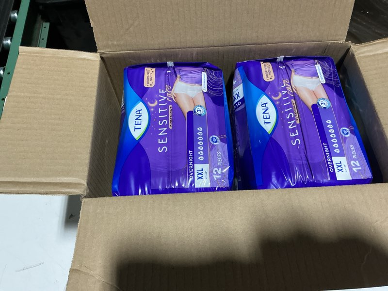 Condition photo showing Good Condition for TENA Sensitive Care Overnight Incontinence Underwear for Women, Bladder Control and Postpartum, XXL, 48 Count (Waist size 47in-66in) 2X-Large 48